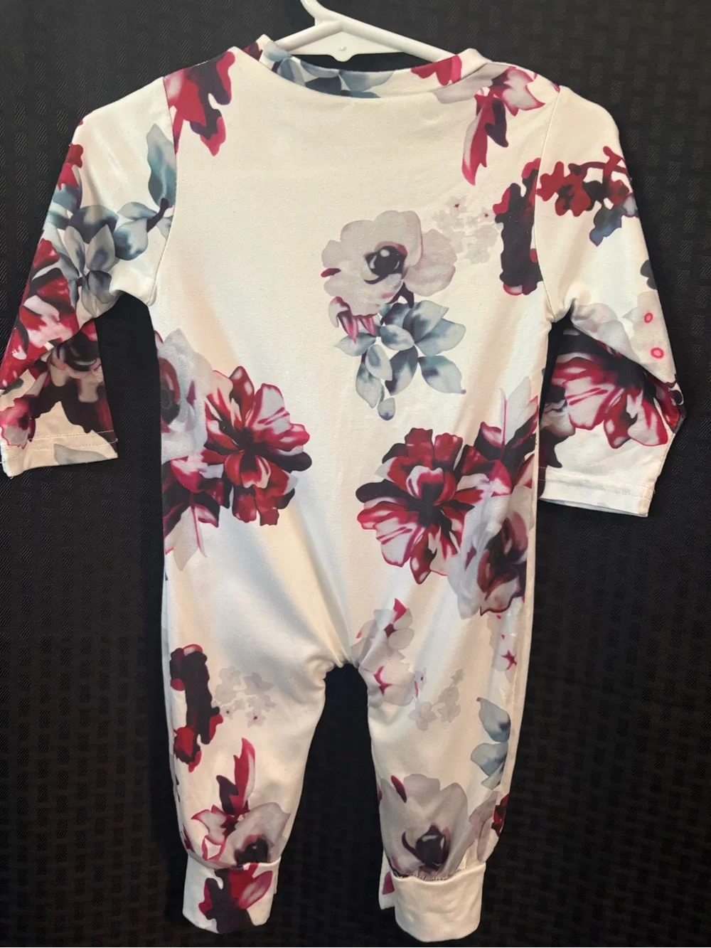 Floral Print White & Red Baby One-Piece